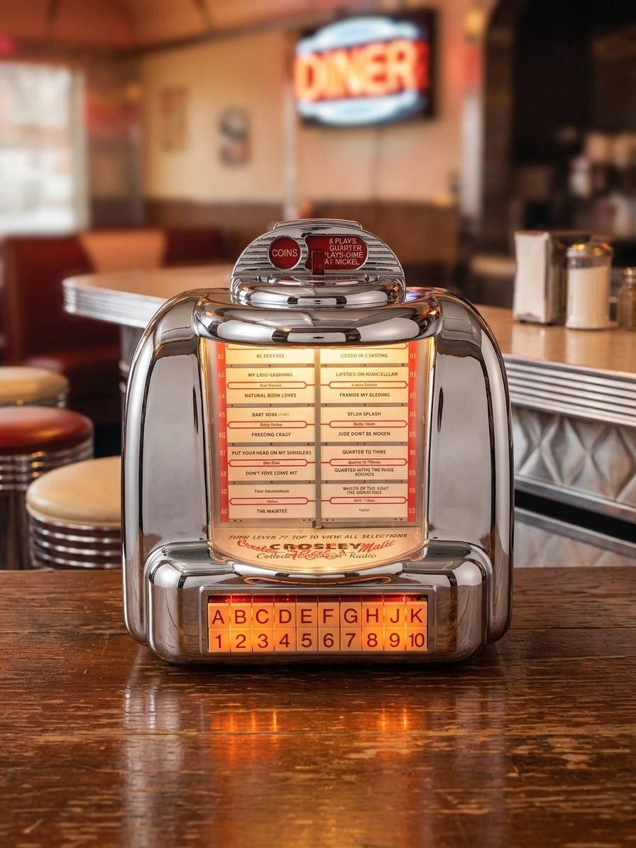 Vtg Crosley Select-O-Matic 100 Countertop Diner Jukebox AM/FM Radio Retro Decor