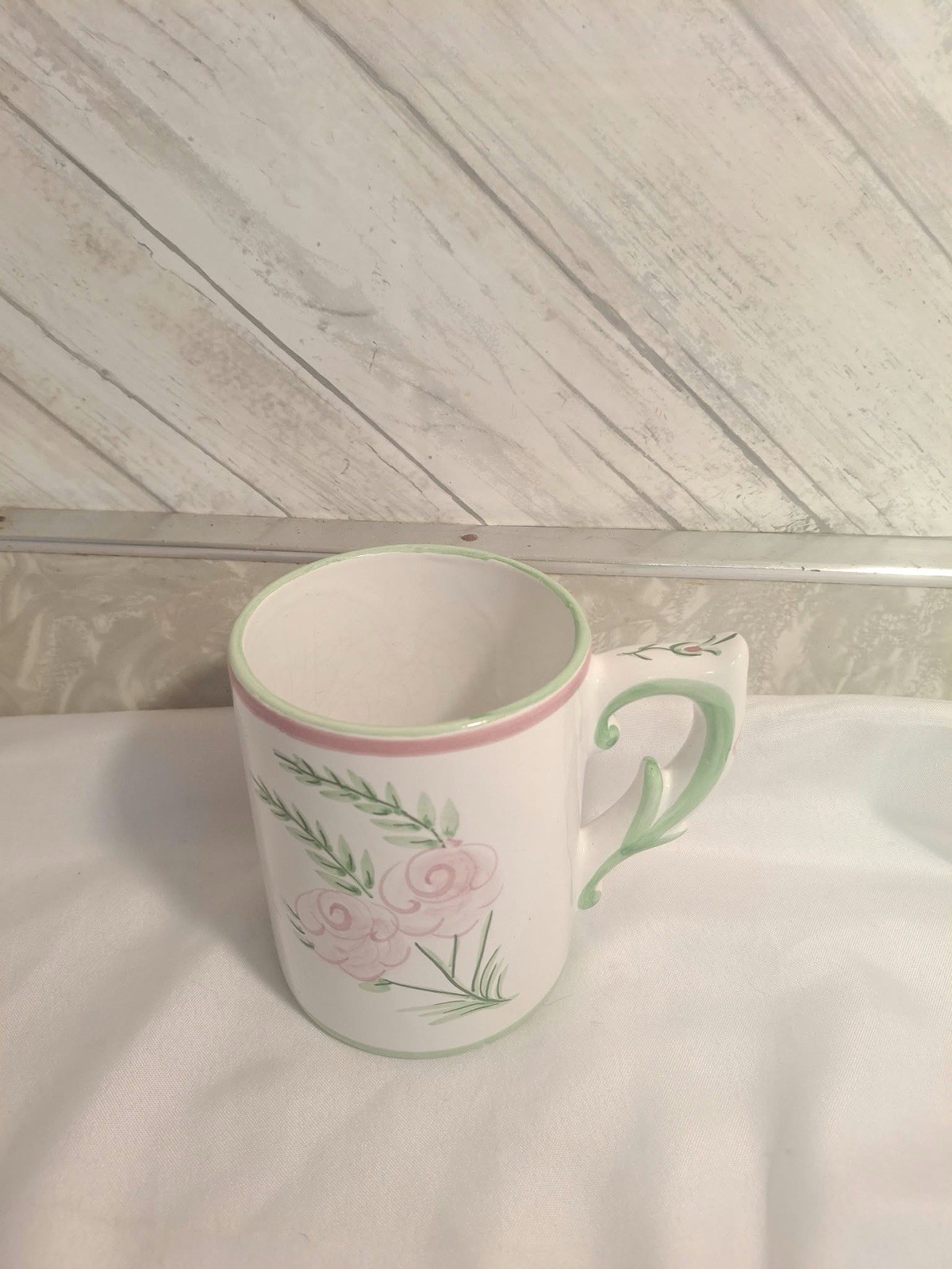 Vintage Vitória by Porta Vestal Portugal Hand Painted Ceramic Mug Pink Roses Vintage Vitória by Porta Vestal Portugal Hand Painted Ceramic Mug Pink Roses