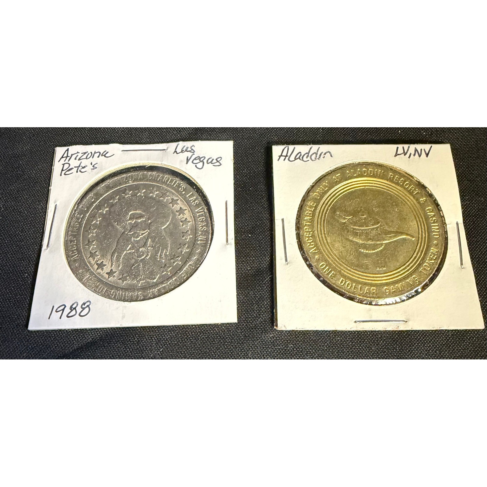 Vintage Las Vegas Casino Token Lot 1988 Arizona Charlie\'s 2000 Aladdin $1 Gaming Vintage Las Vegas Casino Token Lot 1988 Arizona Charlie\'s 2000 Aladdin $1 Gaming
