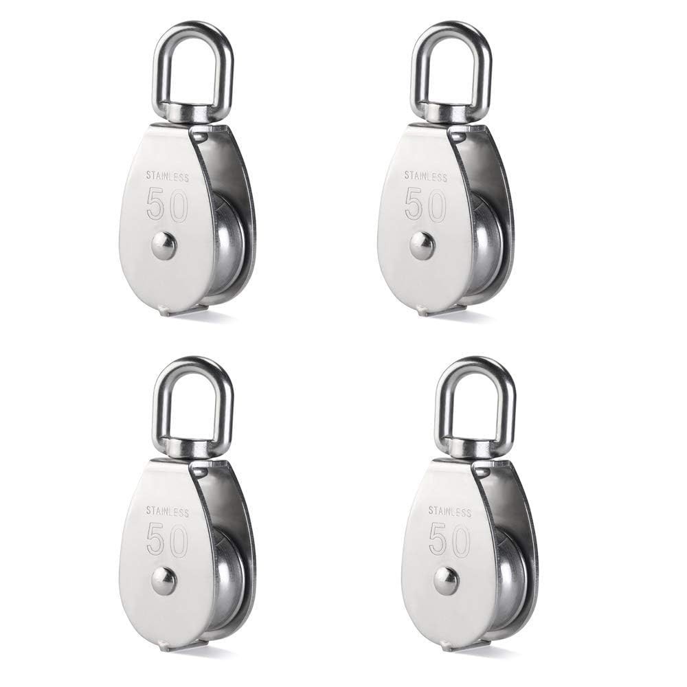 Rocaris 2 Pack M50 Stainless Steel Wire Rope Crane Pulley Block Lifting Crane...