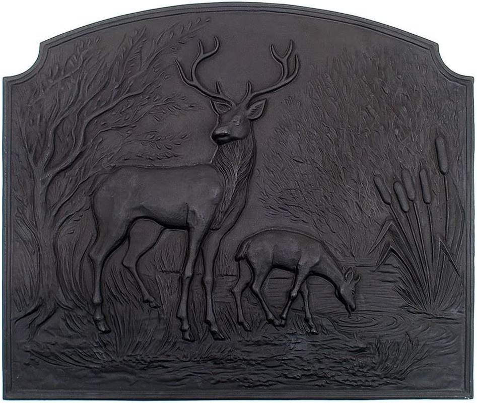 Deer Cast Iron Fireback, Black