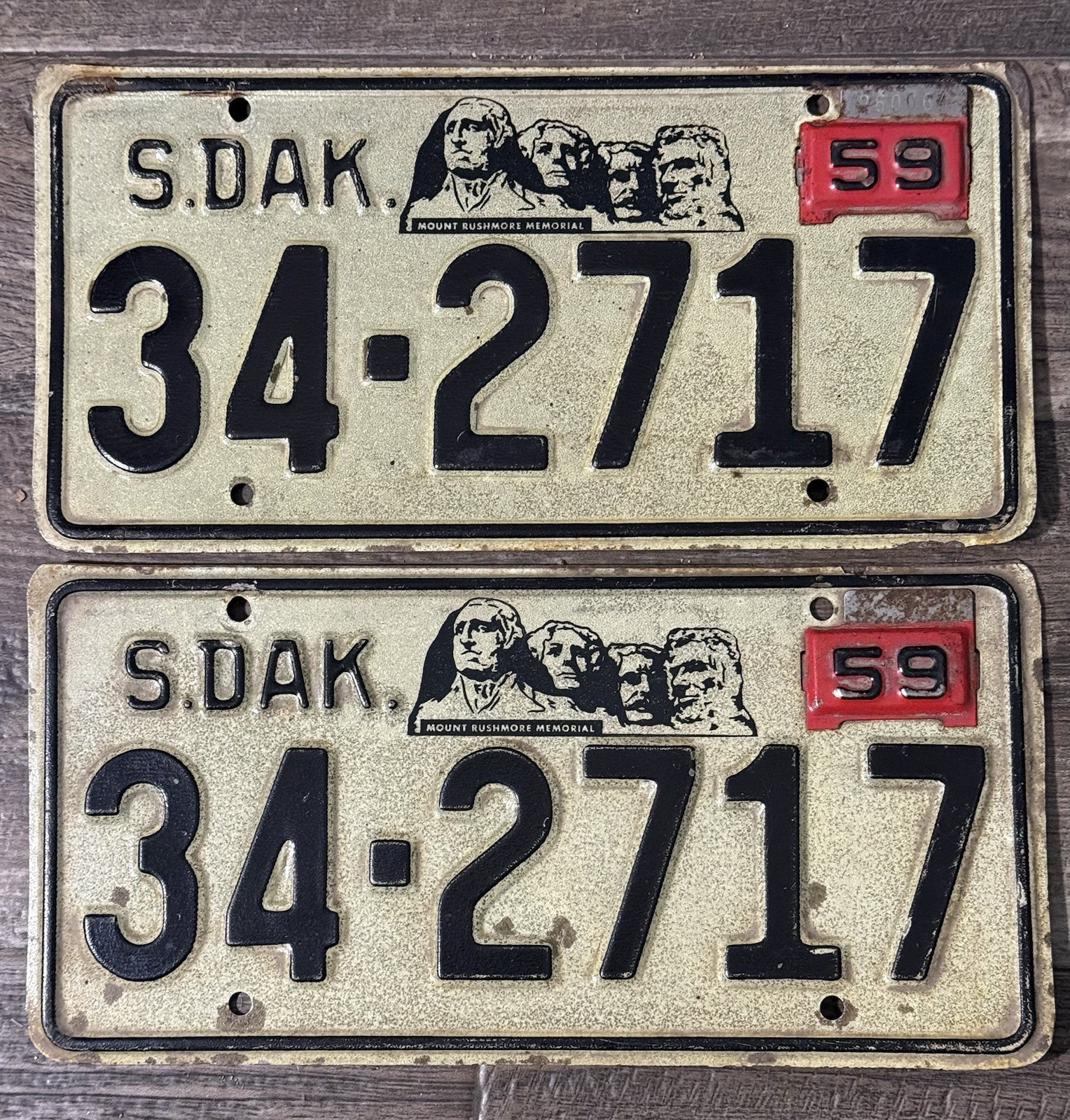 1959 South Dakota pair-license plates.-Hanson County- #34 2717- Solid Shape 1959 South Dakota pair-license plates.-Hanson County- #34 2717- Solid Shape
