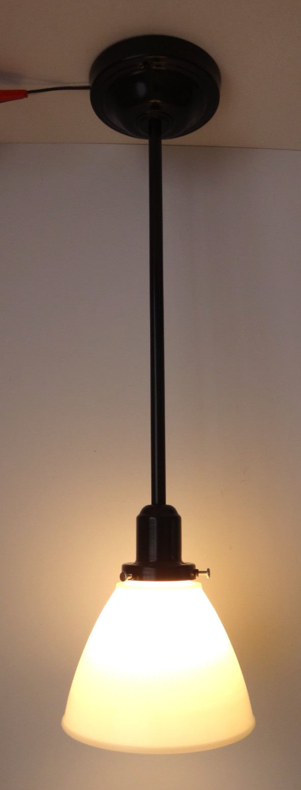 RESTORED Pendant Light Fixture VINTAGE Milk Glass Waffle Shade