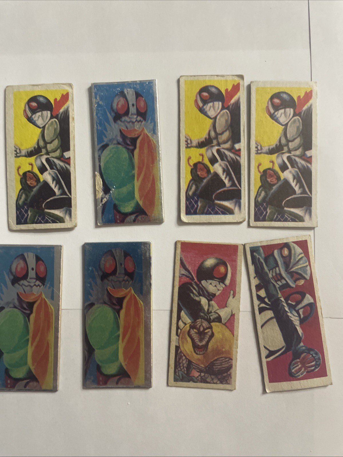 Vintage Kamen Rider Menko Cards Lot of 8 Showa Retro Japanese Tokusatsu Masked