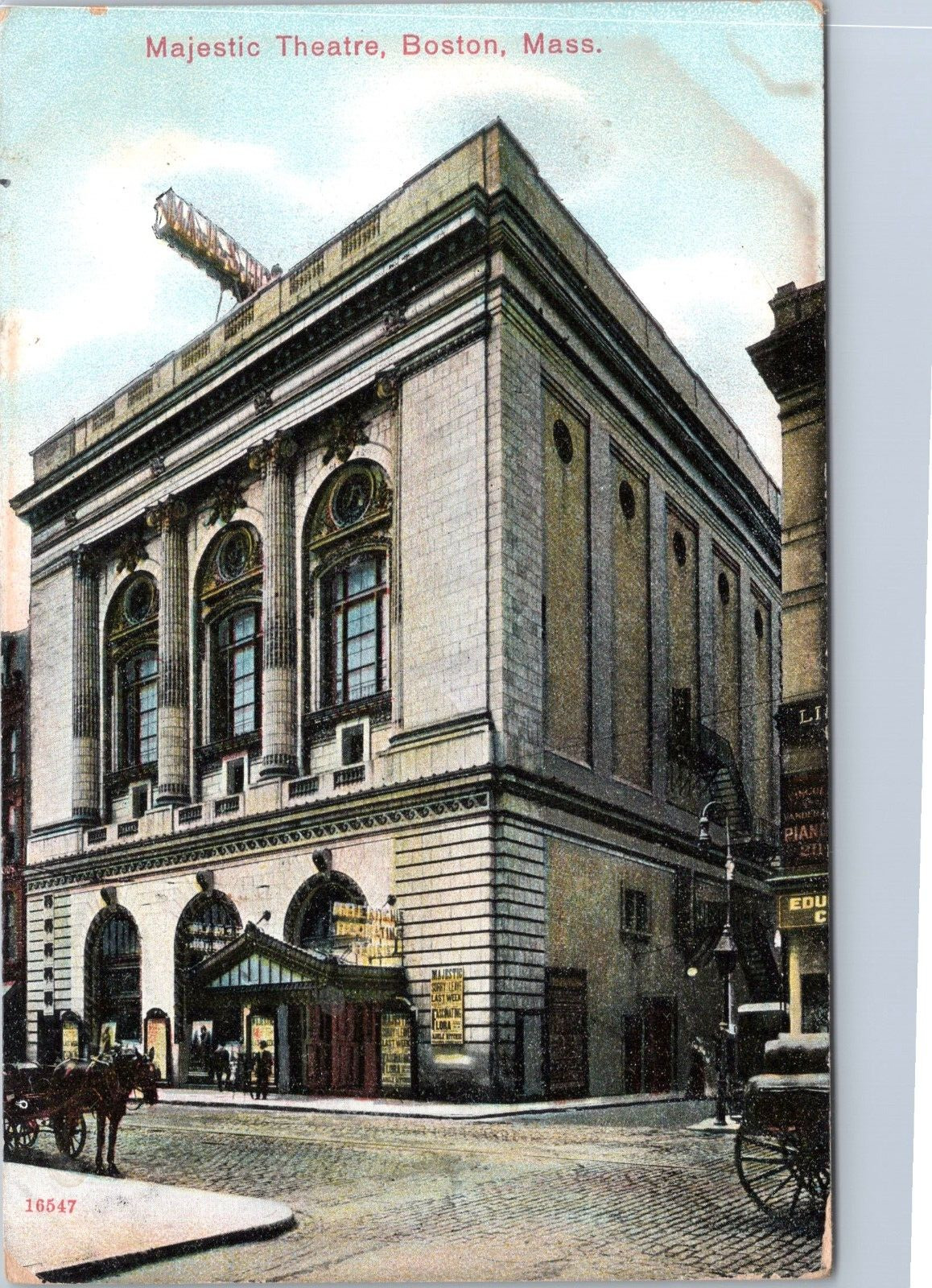 Majestic Theatre, Boston Massachusetts - 1907 Divided Back Postcard