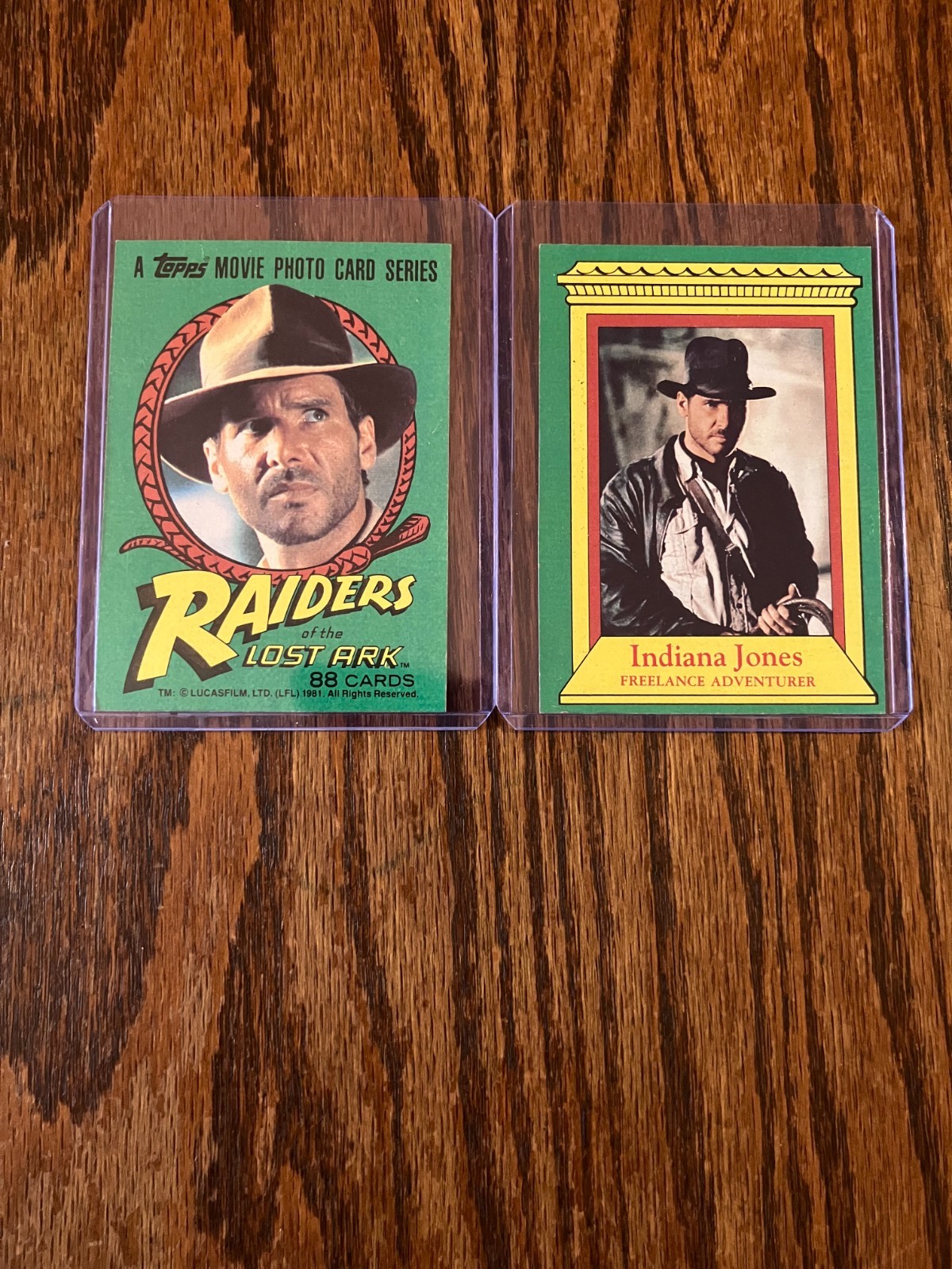 Raiders of the Lost Ark : INDIANA JONES #1 and 2 rookie cards Raiders of the Lost Ark : INDIANA JONES #1 and 2 rookie cards