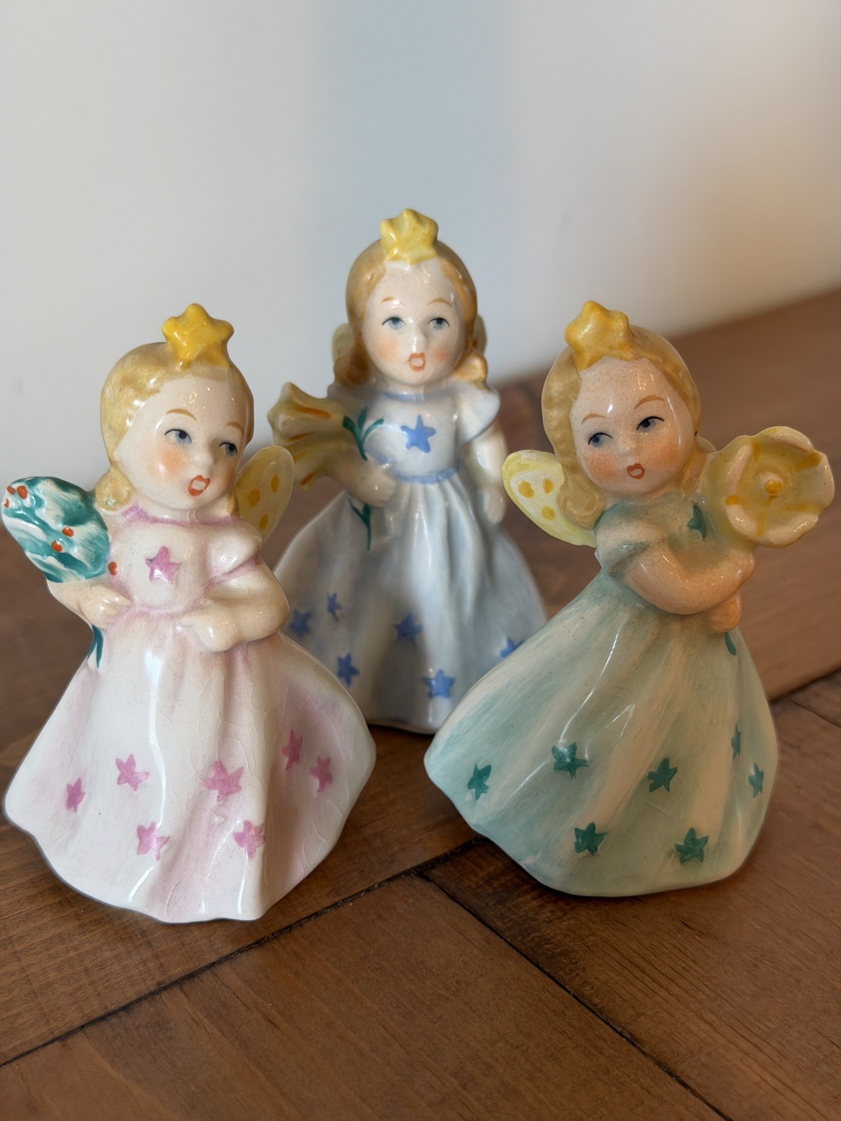 Goebel Sacrart Star Dress Angel Trio Set of 3 West Germany Mid Century Christmas