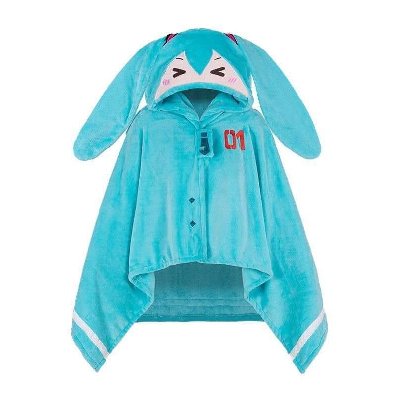 Hatsune Miku Plush Hooded Blanket Cloak Cute Warm Cosplay Cape Kawaii Gift Hatsune Miku Plush Hooded Blanket Cloak Cute Warm Cosplay Cape Kawaii Gift
