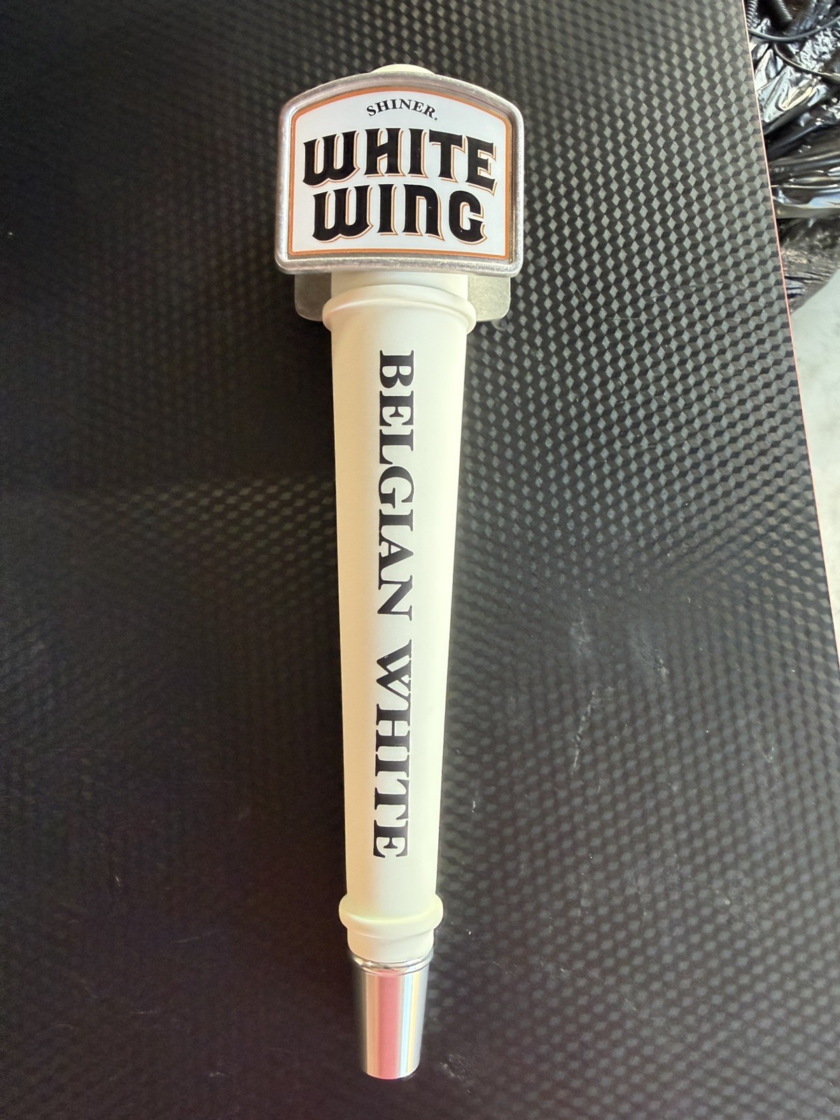 New Shiner White Wing Belgian White Beer Tap Wood Handle New Shiner White Wing Belgian White Beer Tap Wood Handle
