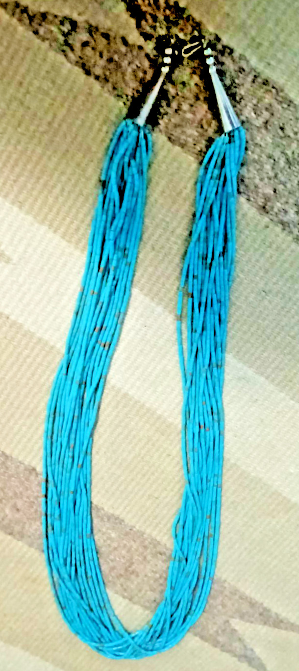 Vintage Native American 15 Strand Turquoise/Brown Heishe Necklace