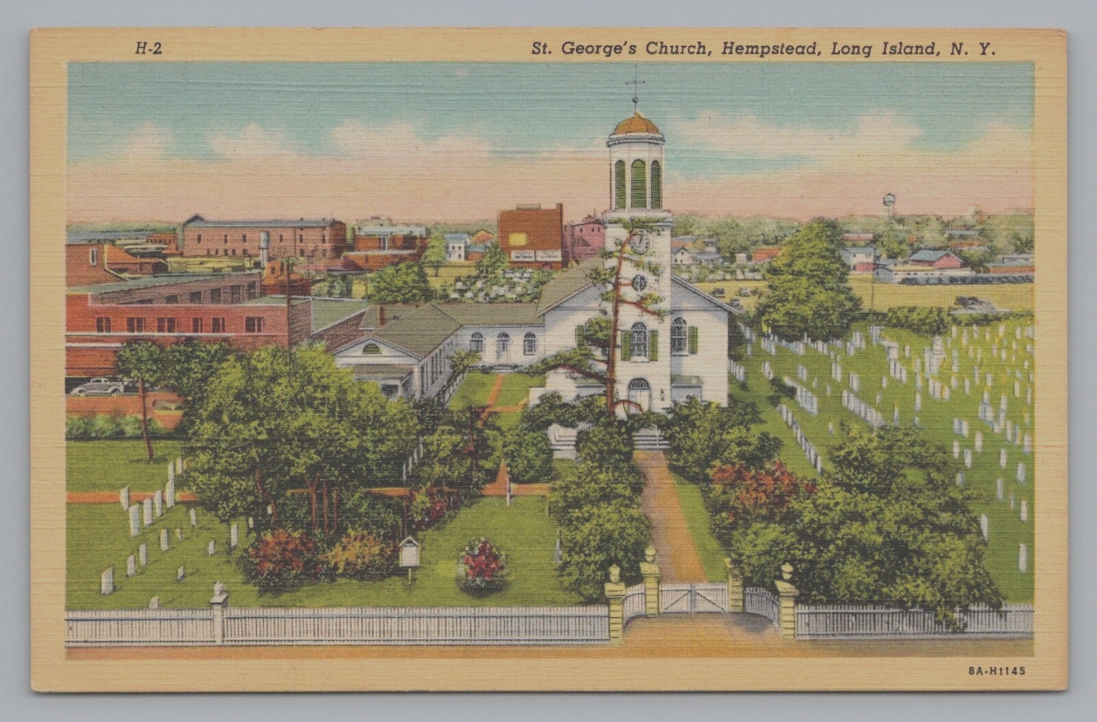 Postcard New York Long Island Hempstead St George\'s Church Linen Unposted C708 Postcard New York Long Island Hempstead St George\'s Church Linen Unposted C708