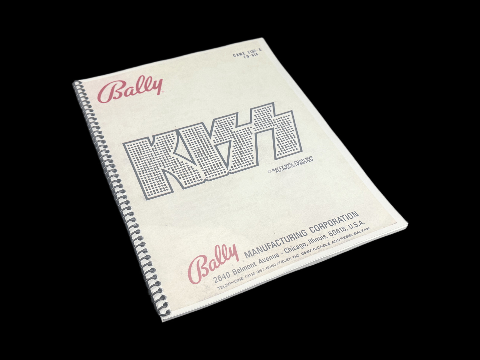 Bally Kiss Pinball Machine Instruction Manual & Schematic: 57 Pages Reprint Copy