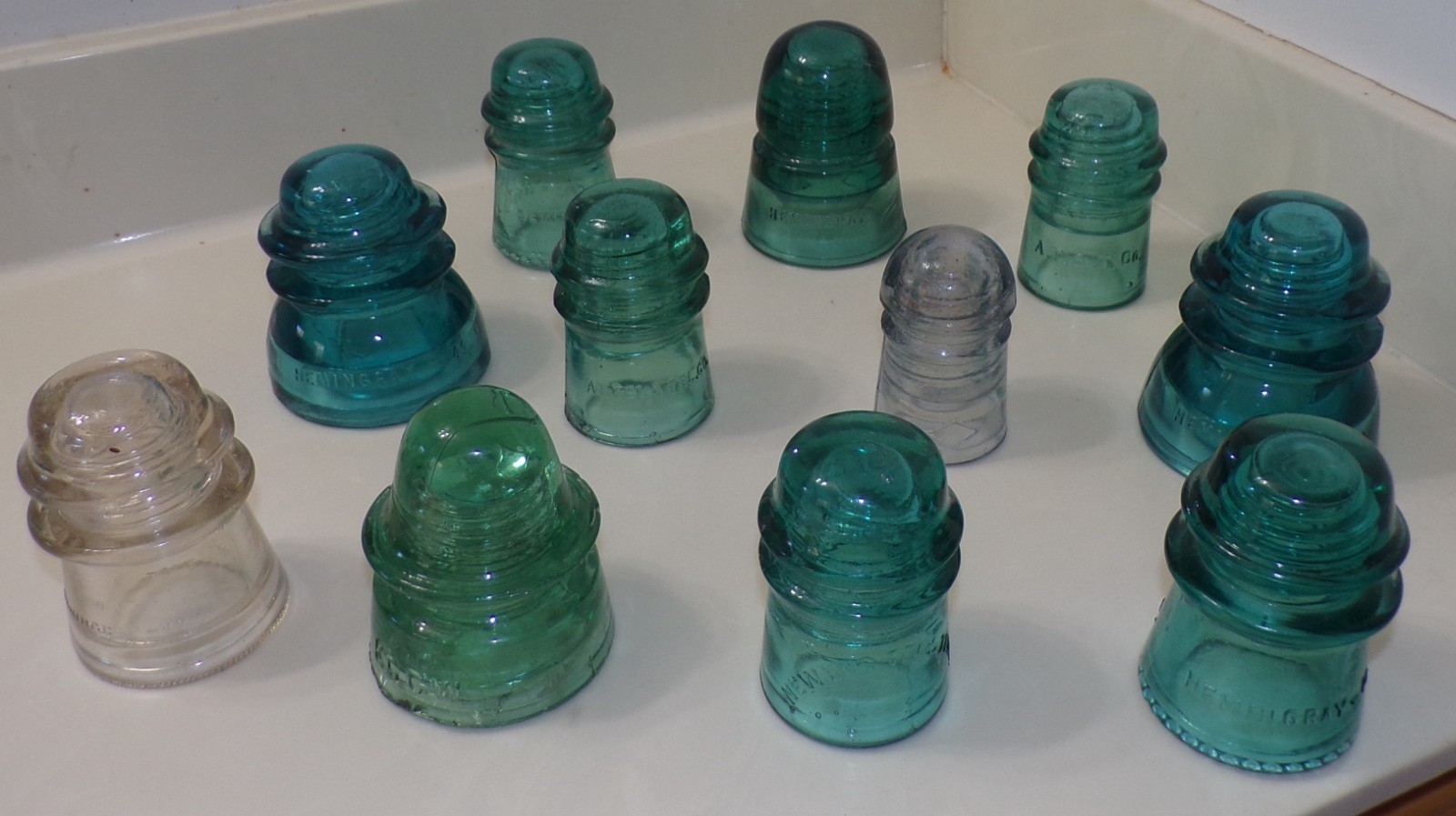 Lot Group Antique Glass Railroad Signal Electric Telephone Insulator Hemingray