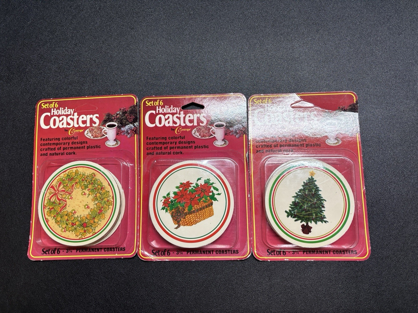 Vintage Christmas Coasters Lot Of 3 Sets 