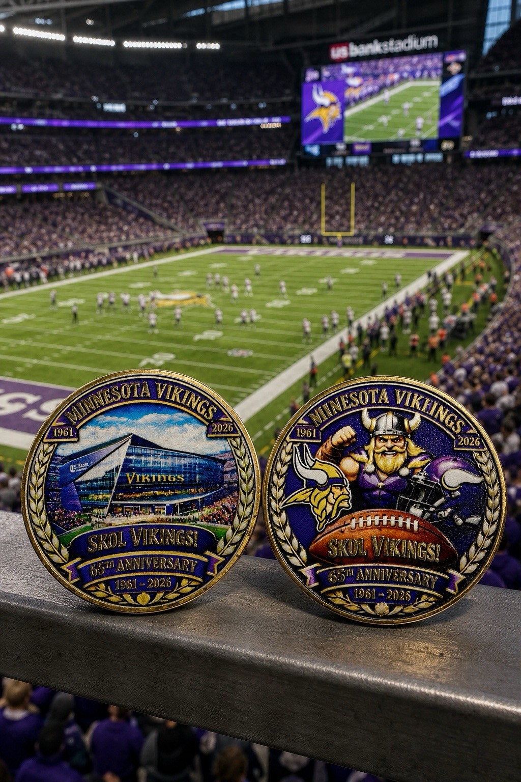 MINNESOTA VIKINGS 65th ANNIVERSARY SPORT COLLECTIBLE CHALLENGE COIN.(NEL1272) MINNESOTA VIKINGS 65th ANNIVERSARY SPORT COLLECTIBLE CHALLENGE COIN.(NEL1272)