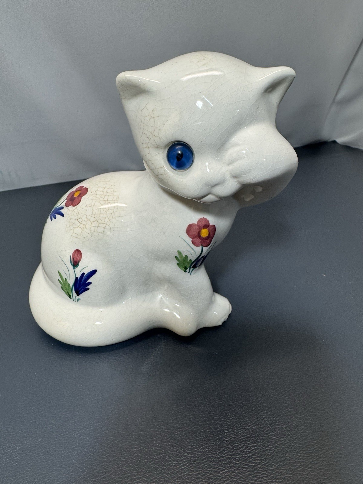Vintage Elpa Alcobaca Hand Painted Ceramic Kitten Figurine Portugal