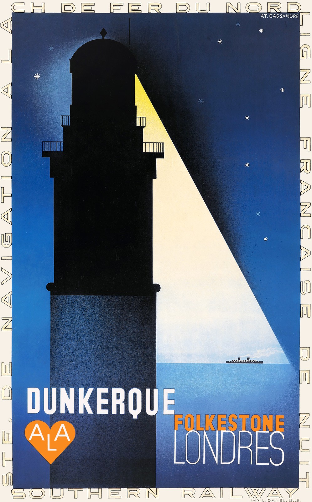 🌟 Dunkerque Folkestone Londres Vintage Poster by Cassandre - 1920s Style - 🌟 Dunkerque Folkestone Londres Vintage Poster by Cassandre - 1920s Style -