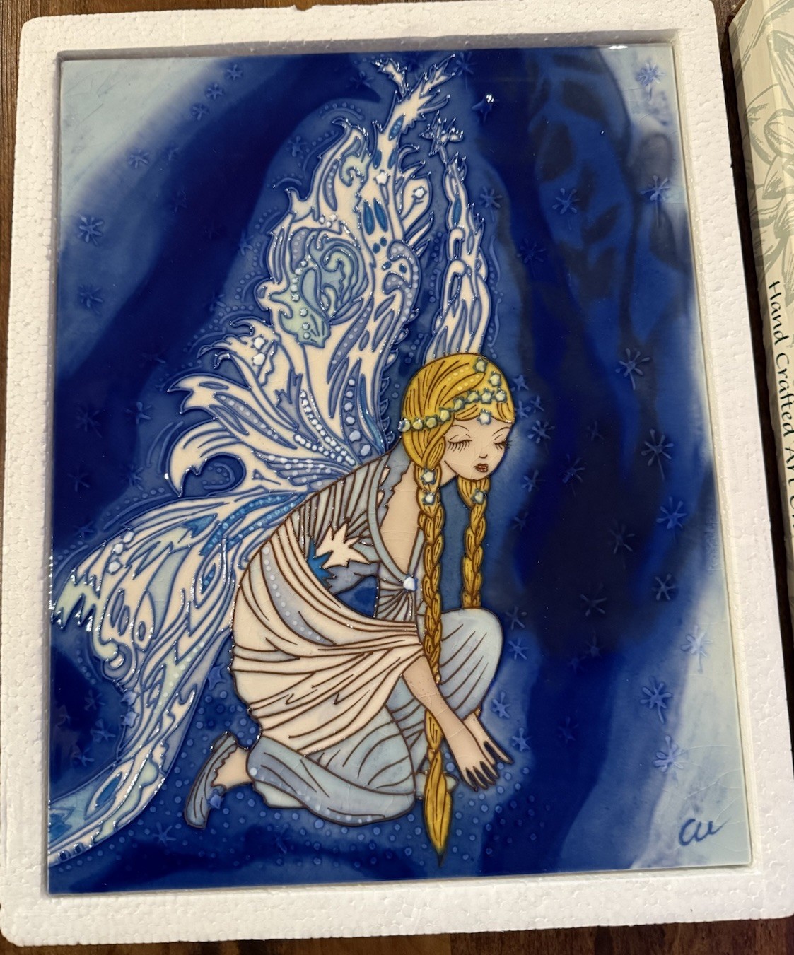 Benaya By Innovation Vintage Ceramic Art Tile Plaque FAIRY OF THE STARS 11 x 14”