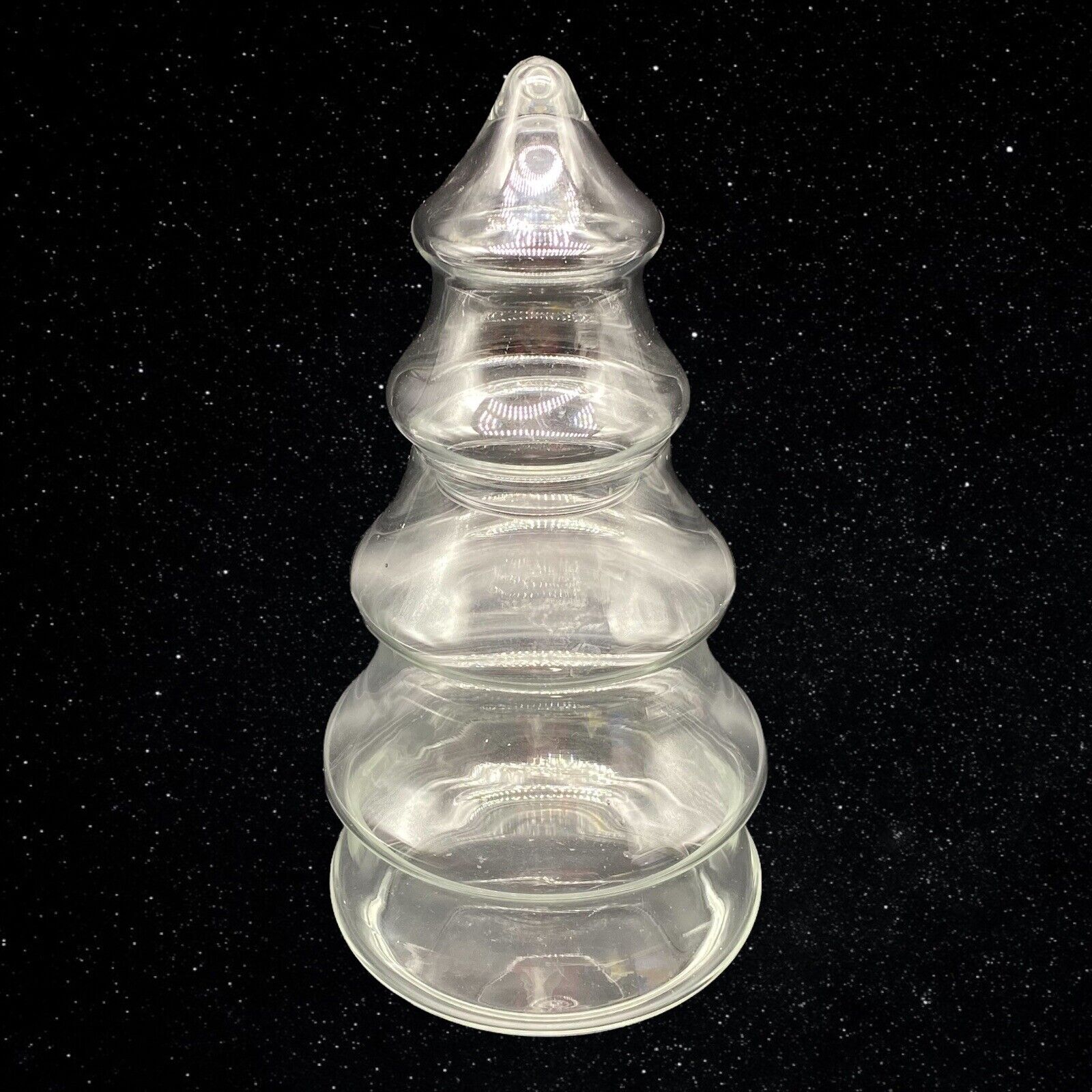 Libbey Art Glass Clear  Christmas Tree Apothecary Jar 8.25”T 4”W