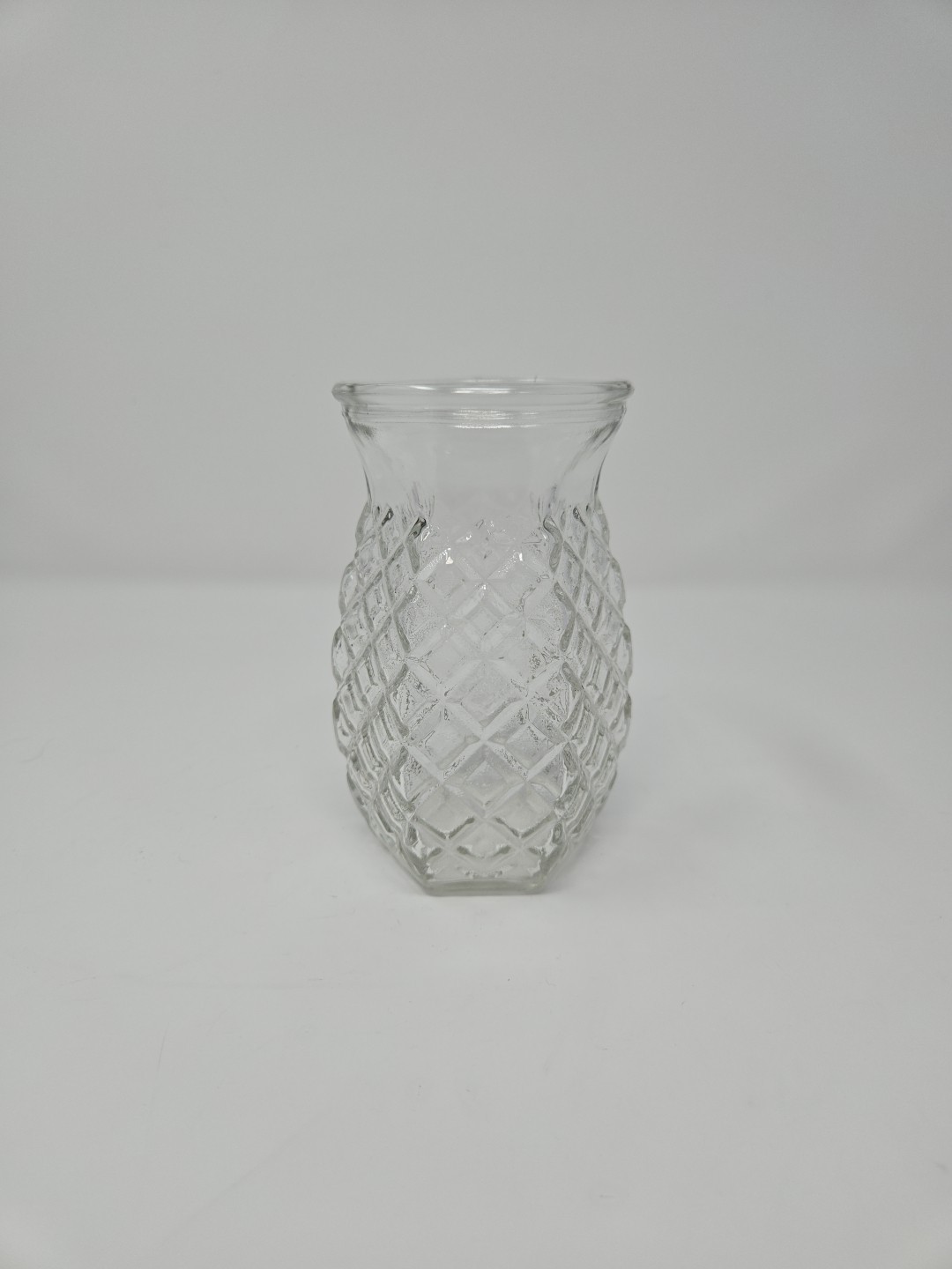 Vintage Clear Pressed Glass Vase - Diamond Pattern 5-1/2\