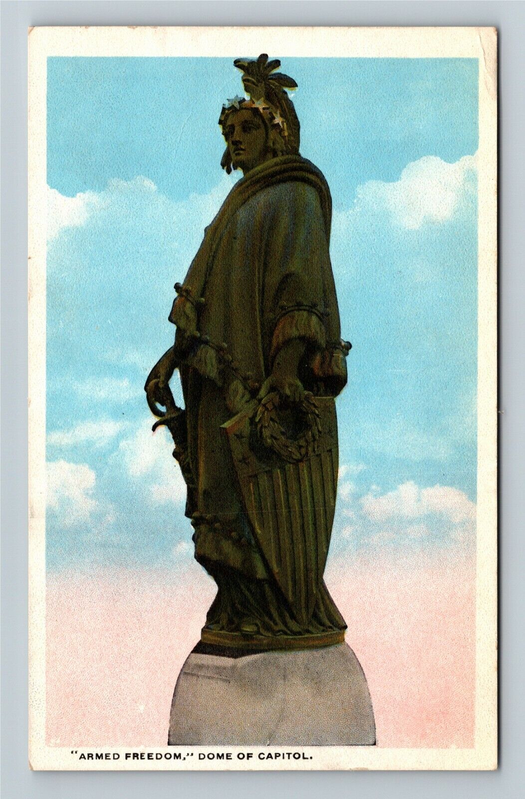 Washington D.C. -Armed Freedom Statue on Dome of Capital Vintage Postcard