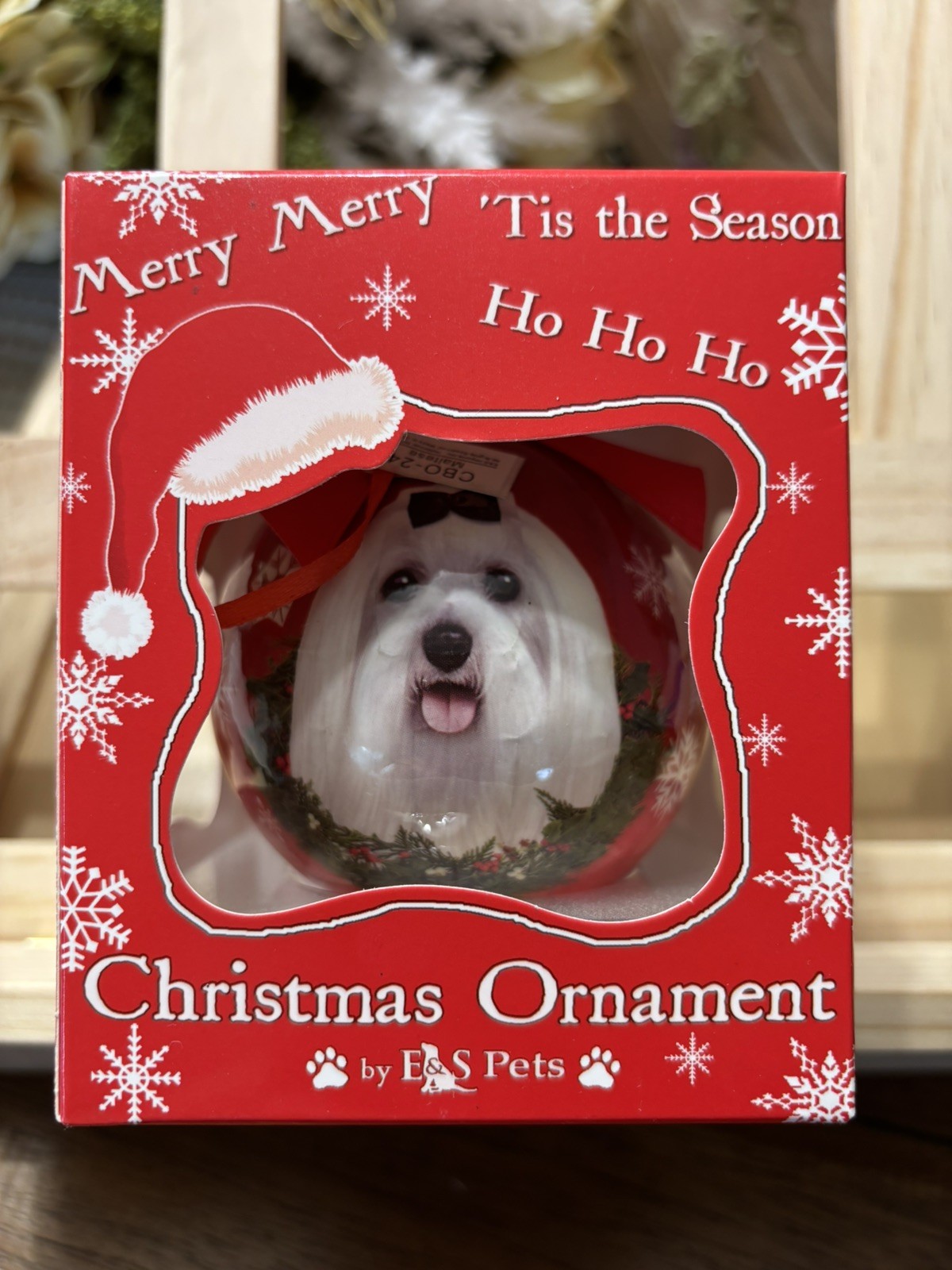 Maltese Christmas Ornament,Plastic,New in Box,E&S Pets Maltese Christmas Ornament,Plastic,New in Box,E&S Pets