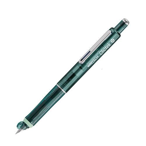 Writech Retractable Fountain Pen Med Nib Green Barrel Blue Ink Office School