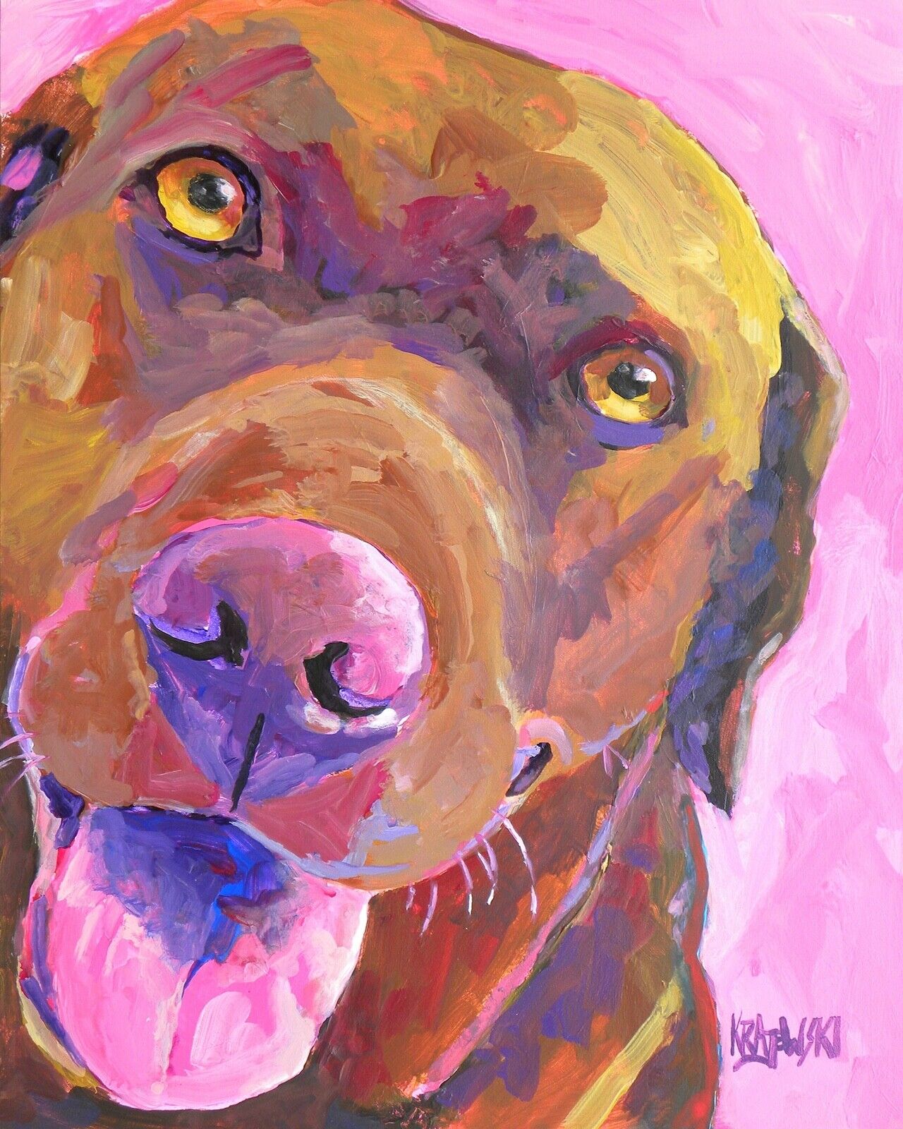 Labrador Retriever Art Print from Painting | Chocolate Lab Gifts, Wall Art 8x10