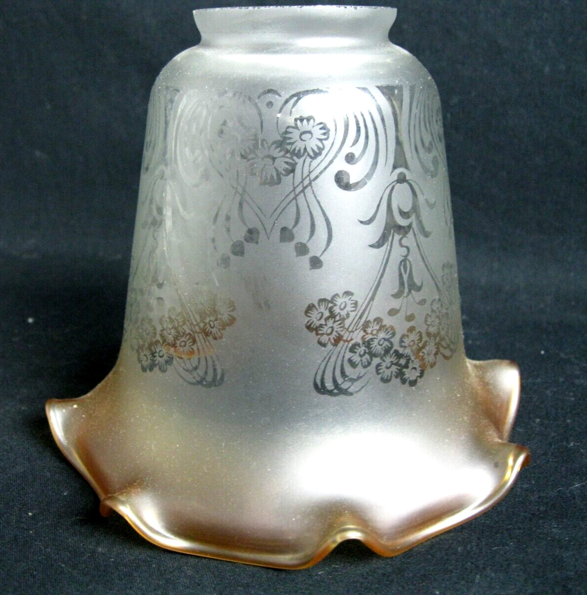 VICTORIAN STYLE FROSTED AMBER IRIDESCENT ACID ETCHED SCONCE PENDANT LAMP SHADE