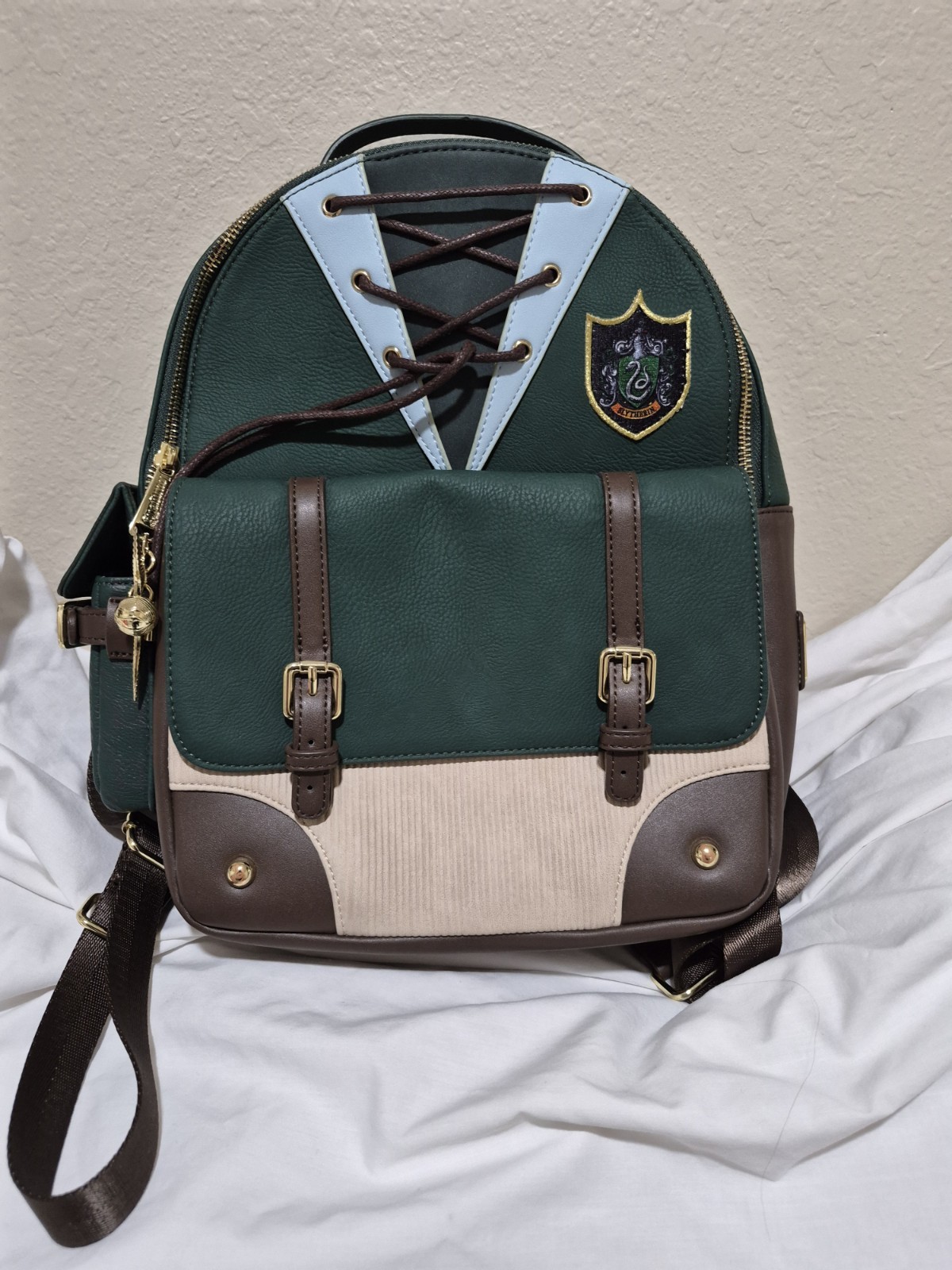 New NWOT Loungefly Harry Potter Slytherin Backpack Green Brown Fantasy 