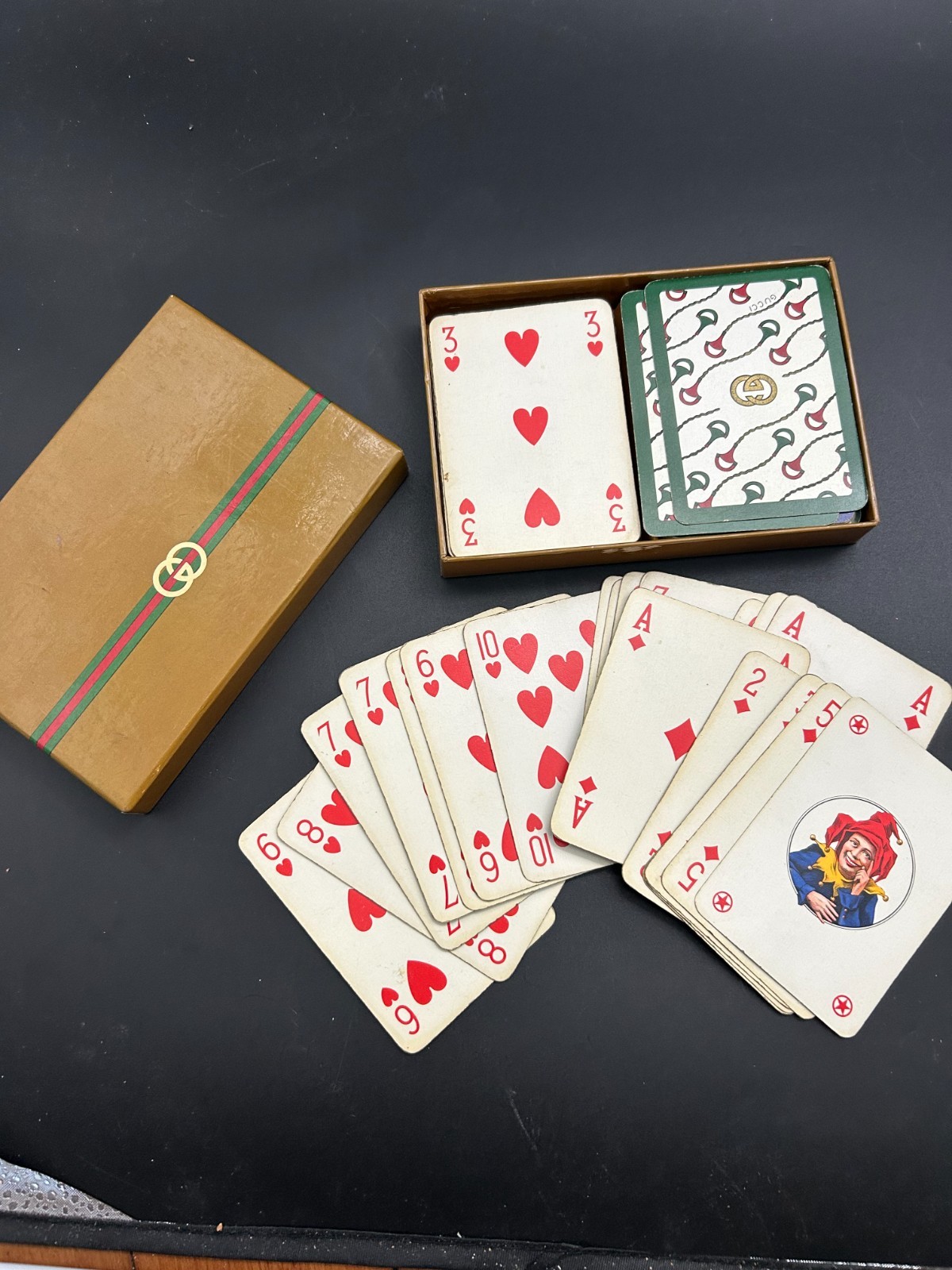 Vtg 1970s Gucci Double Deck Playing Cards Horsebit Pattern Boxed Set Italy Carey