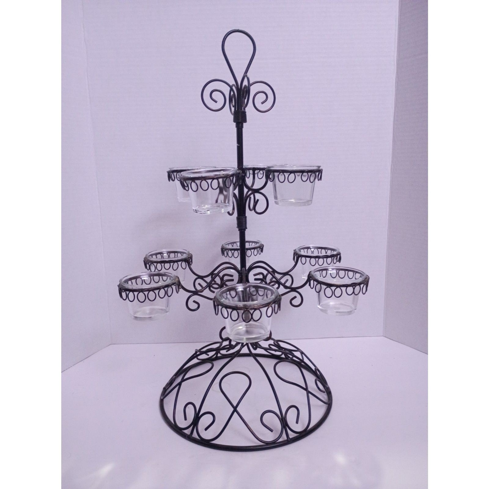 Gold Canyon 10 Glass Trellis Votive Tealights Black Candelabra RETIRED Model