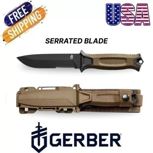 Gerber StrongArm Knife, Coyote Brown Serrated Fixed Blade - (USA) Gerber StrongArm Knife, Coyote Brown Serrated Fixed Blade - (USA)