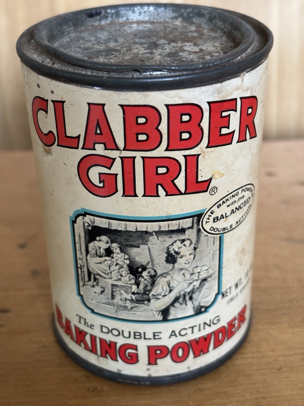 Vintage Clabber Girl Baking Powder Tin Mid-Century Farmhouse Kitchen Collectible Vintage Clabber Girl Baking Powder Tin Mid-Century Farmhouse Kitchen Collectible