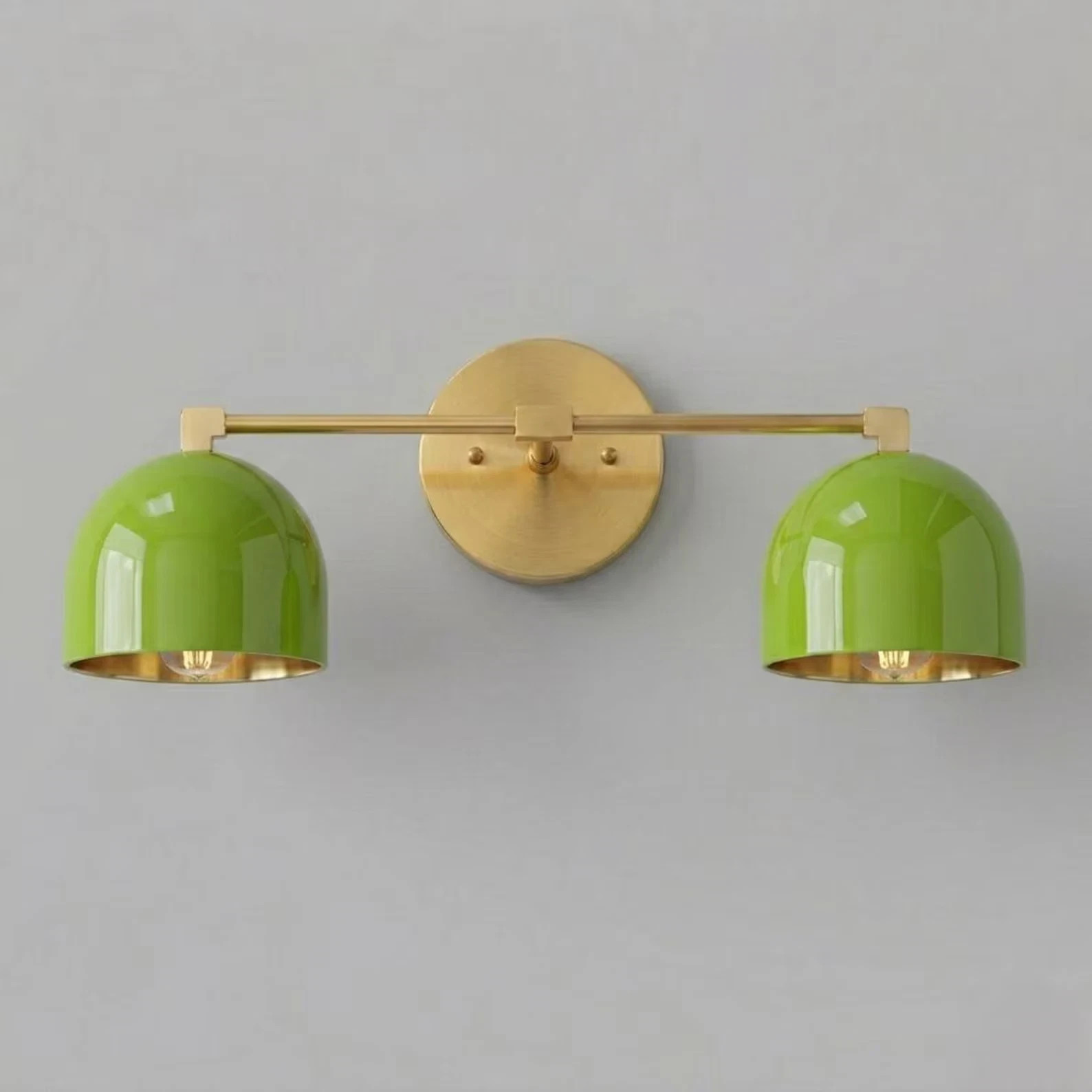 Modern 2 Light Brass Vanity Light, Mid Century Bathroom Wall Sconce