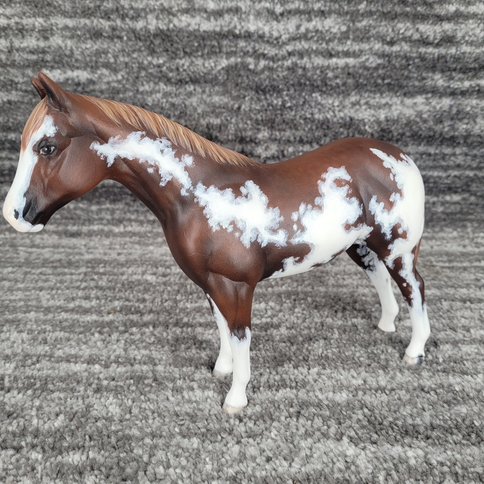 Sherry Clayton Signed 2002 OOAK Pinto Horse Model Hand Painted Brown White