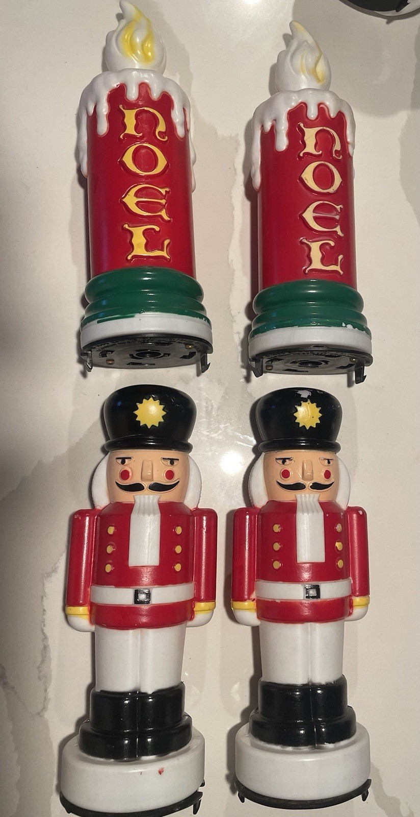 Vintage 1995 Lot 10” Empire Christmas Blow Mold Light Topper Candle + Nutcracker Vintage 1995 Lot 10” Empire Christmas Blow Mold Light Topper Candle + Nutcracker