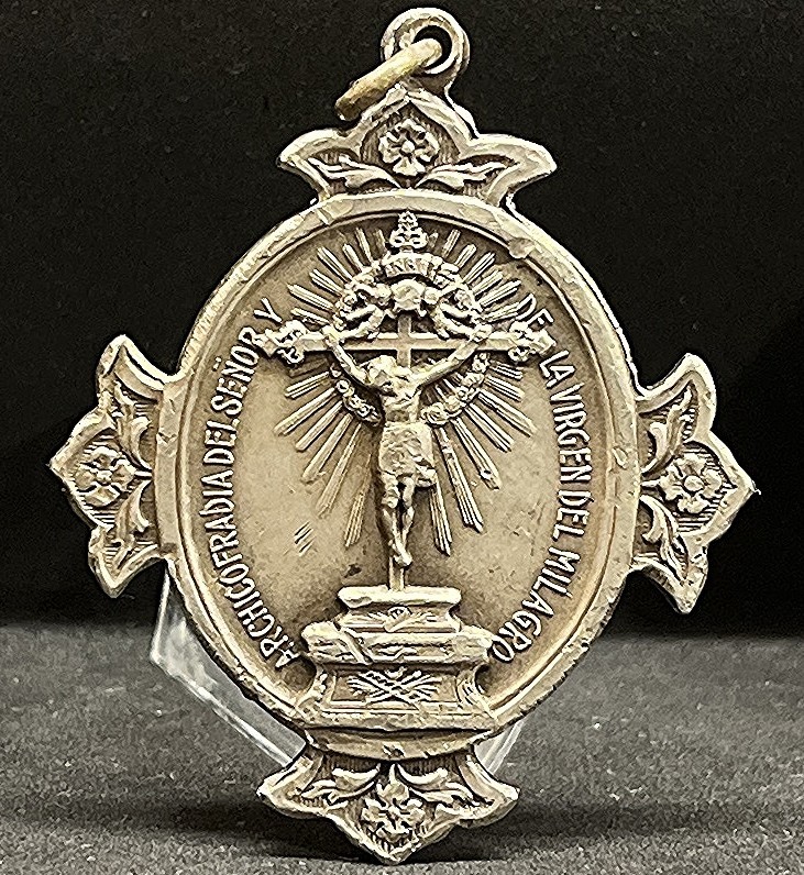 Antique Argentina Fleury Cross Medal Jesus Virgen del Milagro Archconfraternity Antique Argentina Fleury Cross Medal Jesus Virgen del Milagro Archconfraternity