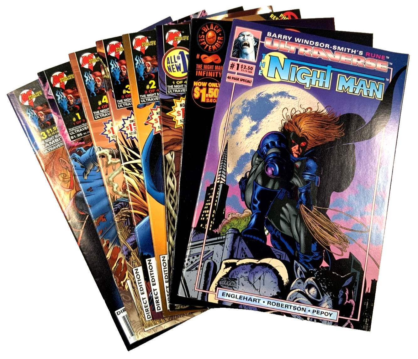 Malibu NIGHT MAN #∞ +VOL2 #1-4 +GAMBIT #1 3 Englehart Pepoy VF to NM Ships FREE