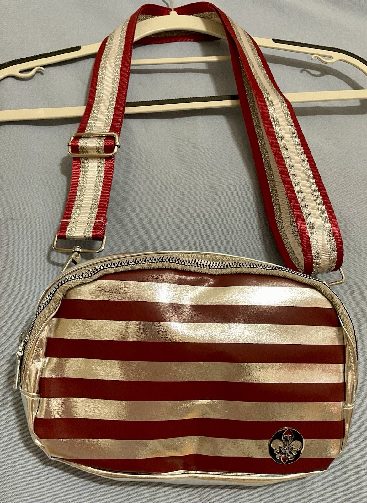 2026 Krewe of Iris New Orleans Mardi Gras Captains Metallic Crossbody Bag 