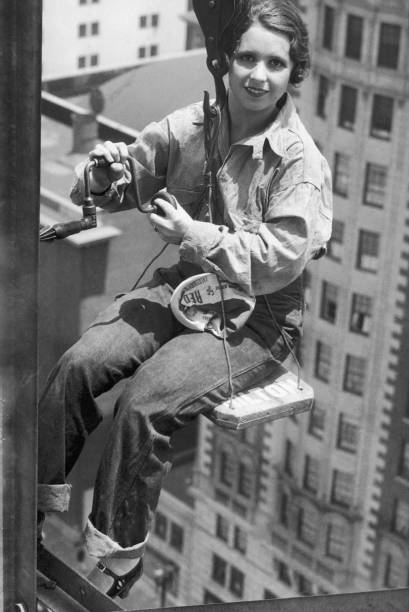 An American Woman Making Some Electricity Work A Platform 14Th- 1932 Old Photo