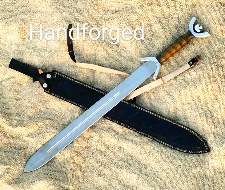 Custom Legacy Celtic Anthropomorphic Sword,Hand forged Sword with Leather Sheath