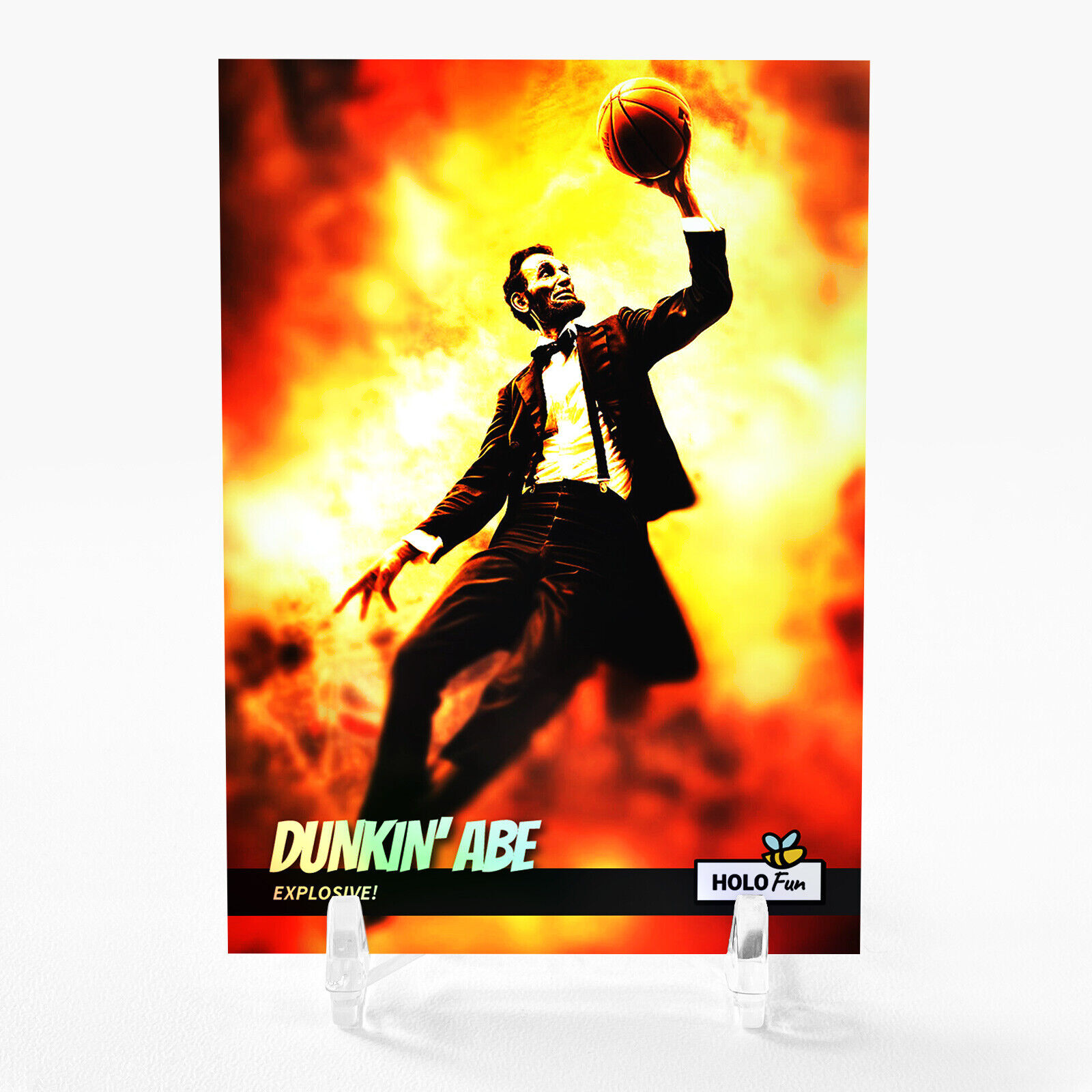 DUNKING ABE Explosive Art Card Holo Fun (Abraham Lincoln) 2023 GleeBeeCo #DNP8
