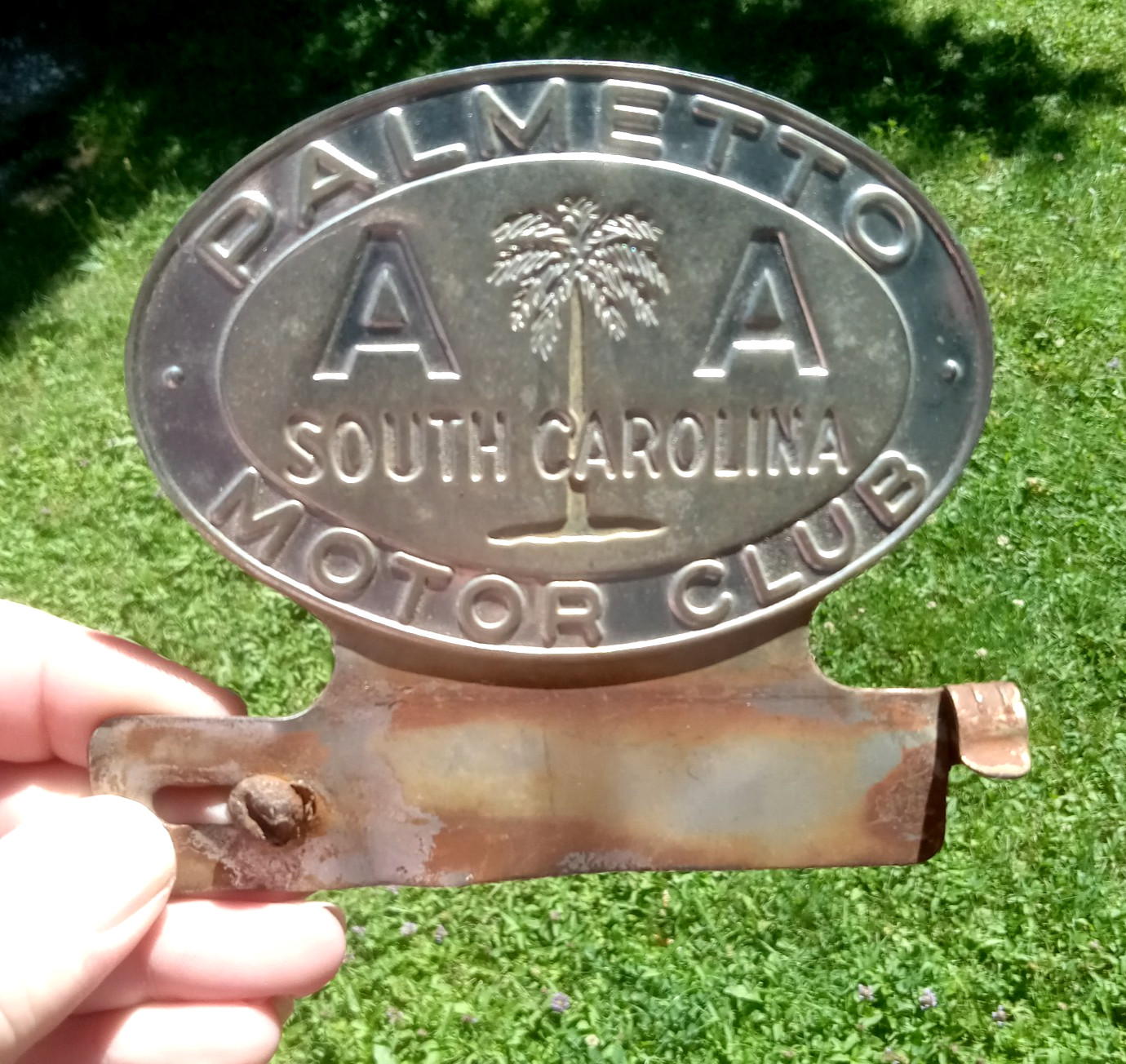 Vintage AA Palmetto Motor Club South Carolina Grille Badge License Plate Topper