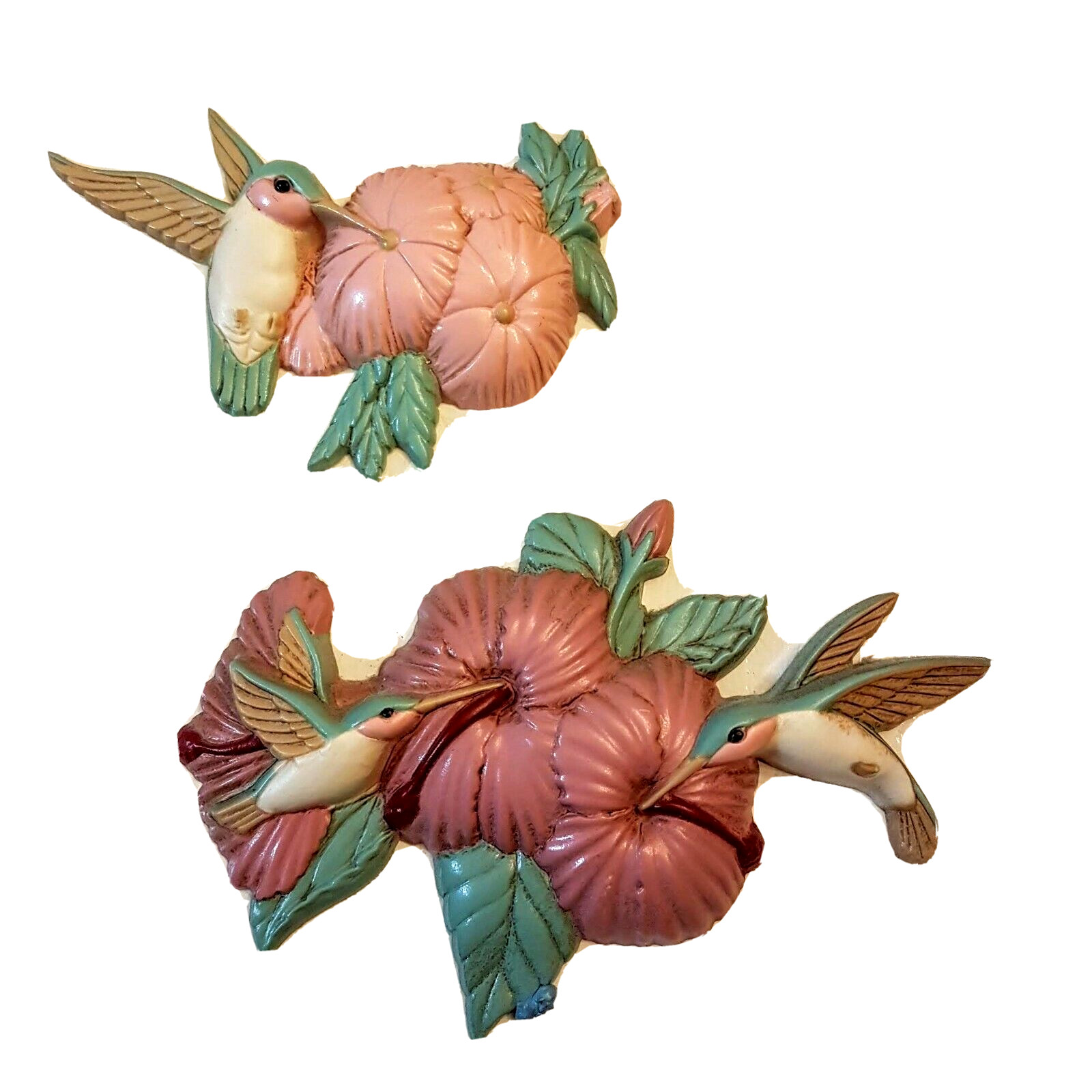 Homco Hummingbird Wall Plaque Set #3303 Burwood 1993 Granny Cottage Chic *READ*