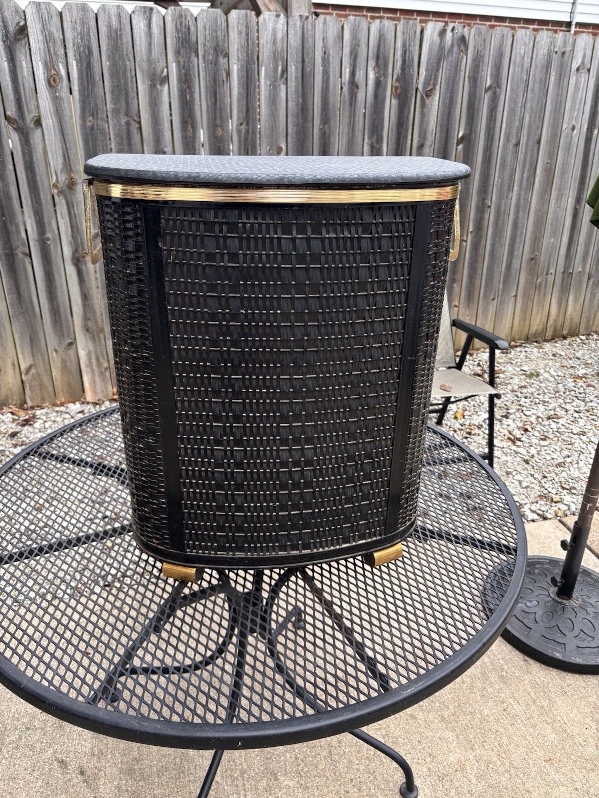 MCM PEARL WICK BLACK HAMPER GOLD FLAKE LUCITE HANDLES