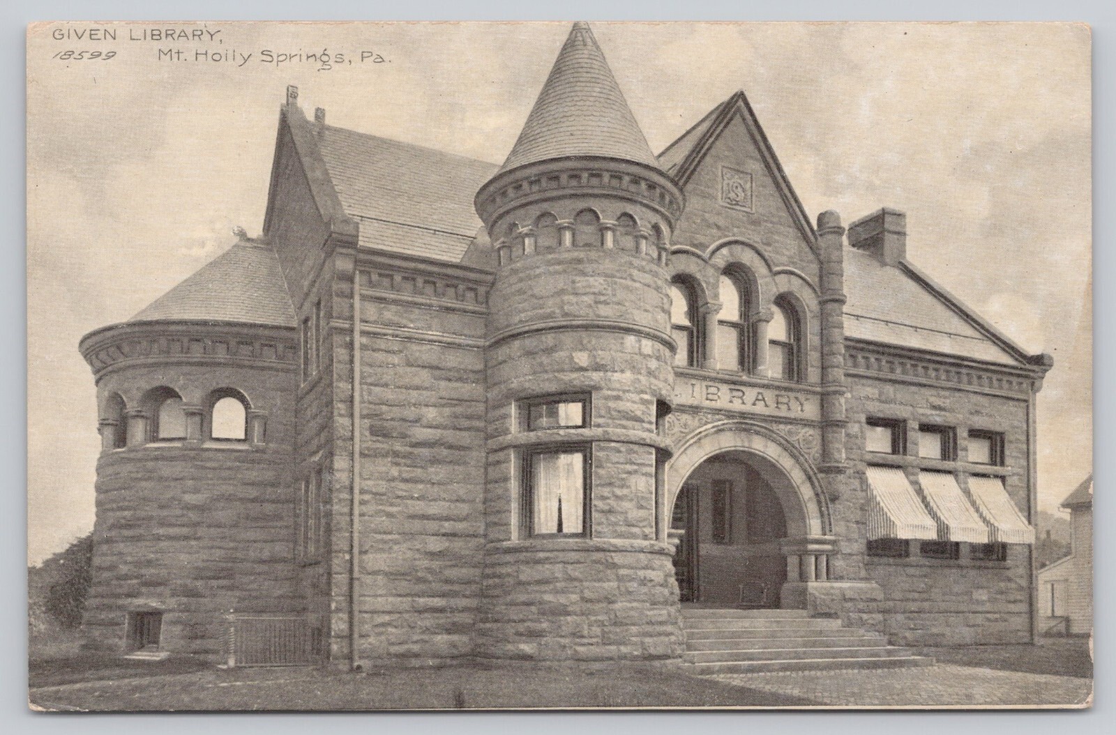 Exterior View Given Library Mt Holly Springs Pennsylvania Vintage Postcard