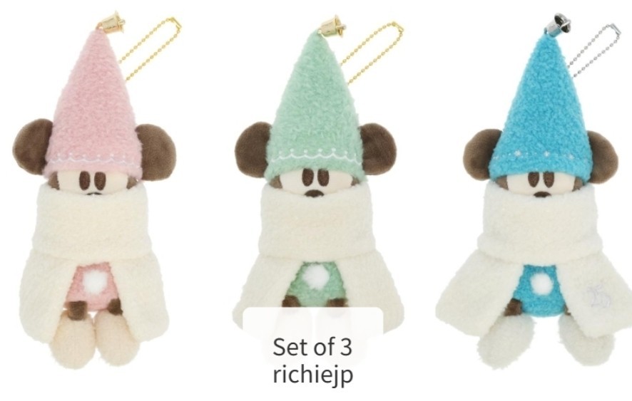 Japan Official Disney Park Tokyo 2026 Christmas Li’l RingRing Plush Badge Set 3