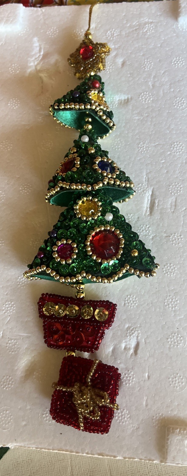 Beaded Christmas Tree Ornament  Vintage