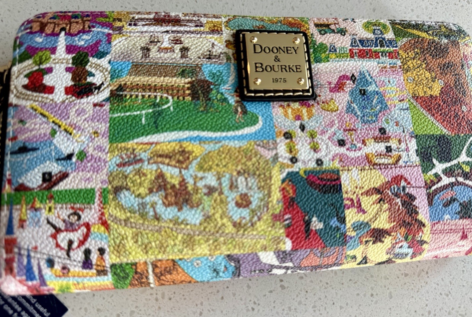 2026 Disney Parks Dooney & Bourke Vintage Park Maps & Icons Wristlet Wallet New